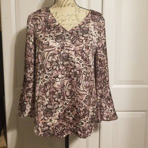 NWT roz & ALI Pink Flower print blouse